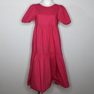 Peter Som pink puff sleeve tiered dress 4